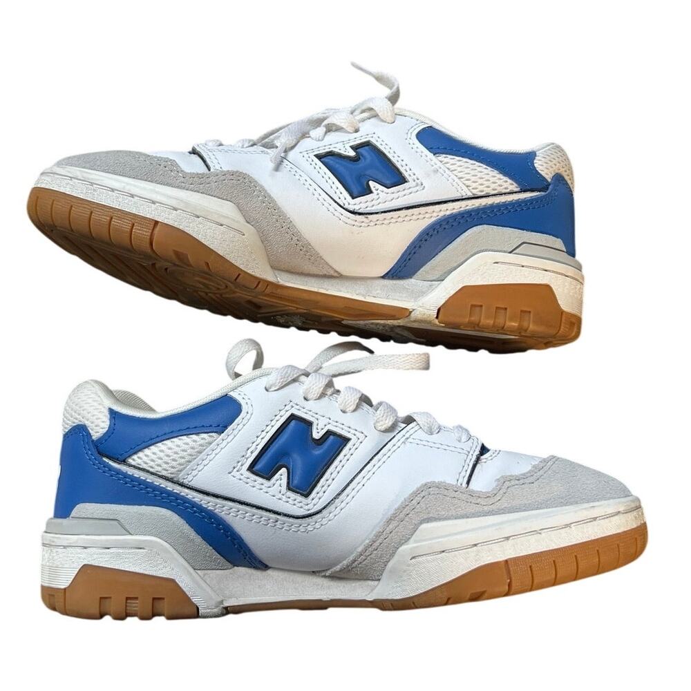 New Balance 550 White Blue Gum Sneakers Big Kids Size 5.5 Women’s 7 Retro - Picture 9 of 11